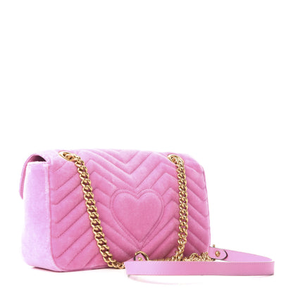 Gucci Velvet Matelasse Marquise Crystals Embroidered Small GG Marmont Shoulder Bag Malva 3 of 9