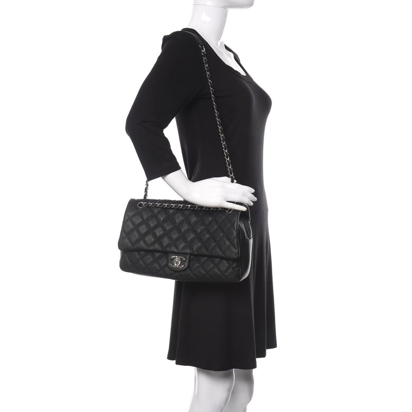 Caviar Quilted Jumbo Easy Flap Black
