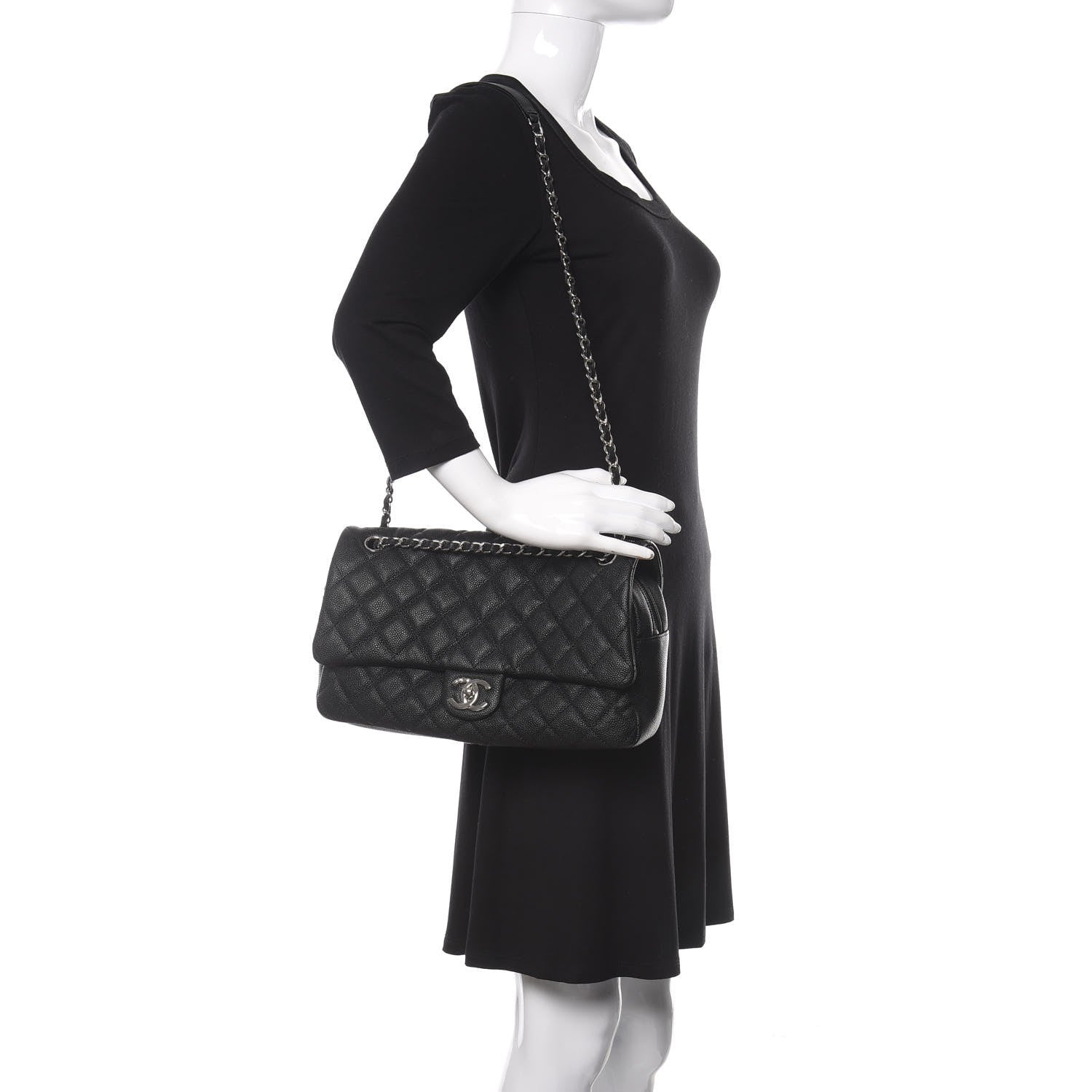 Chanel Caviar Quilted Jumbo Easy Flap Black 2 of 10