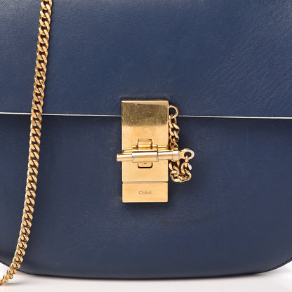 Chloe Smooth Calfskin Bi-Color Drew Shoulder Bag Royal Navy Marshamallow 8 of 13