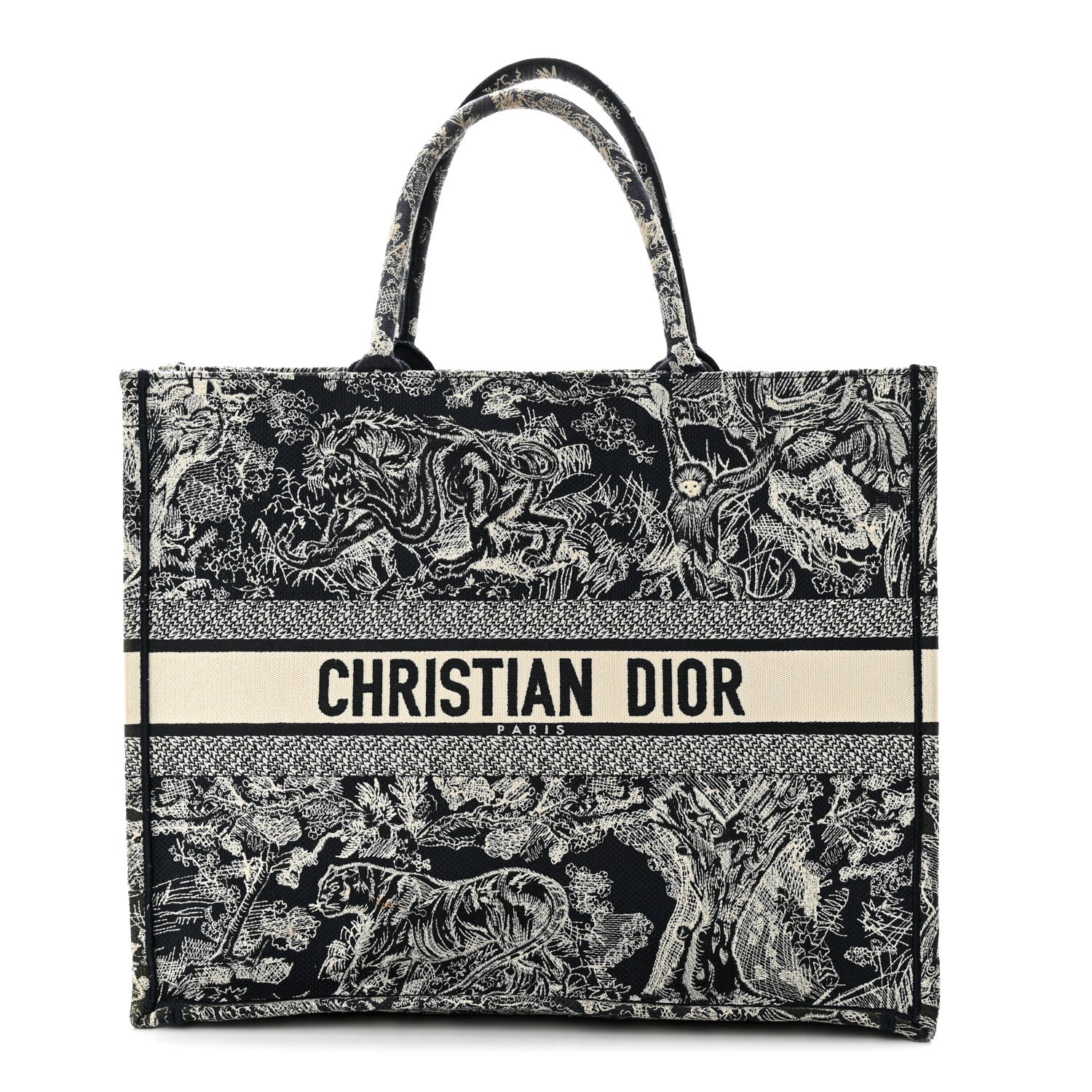 Christian Dior Canvas Embroidered Large Dioriviera Toile De Jouy Reverse Book Tote Blue 1 of 13
