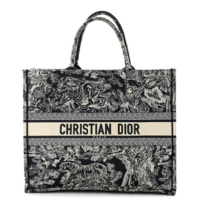 Christian Dior Canvas Embroidered Large Dioriviera Toile De Jouy Reverse Book Tote Blue 1 of 13