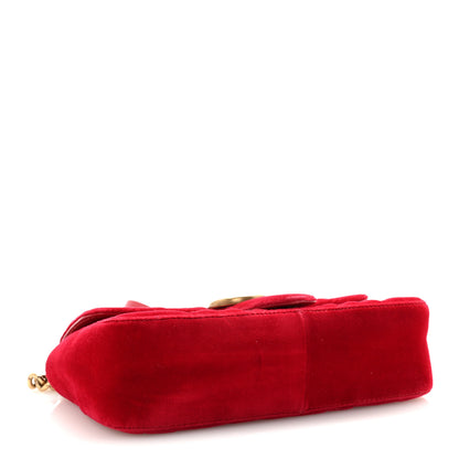 Gucci Velvet Matelasse Mini GG Marmont Shoulder Bag Hibiscus Red 4 of 10