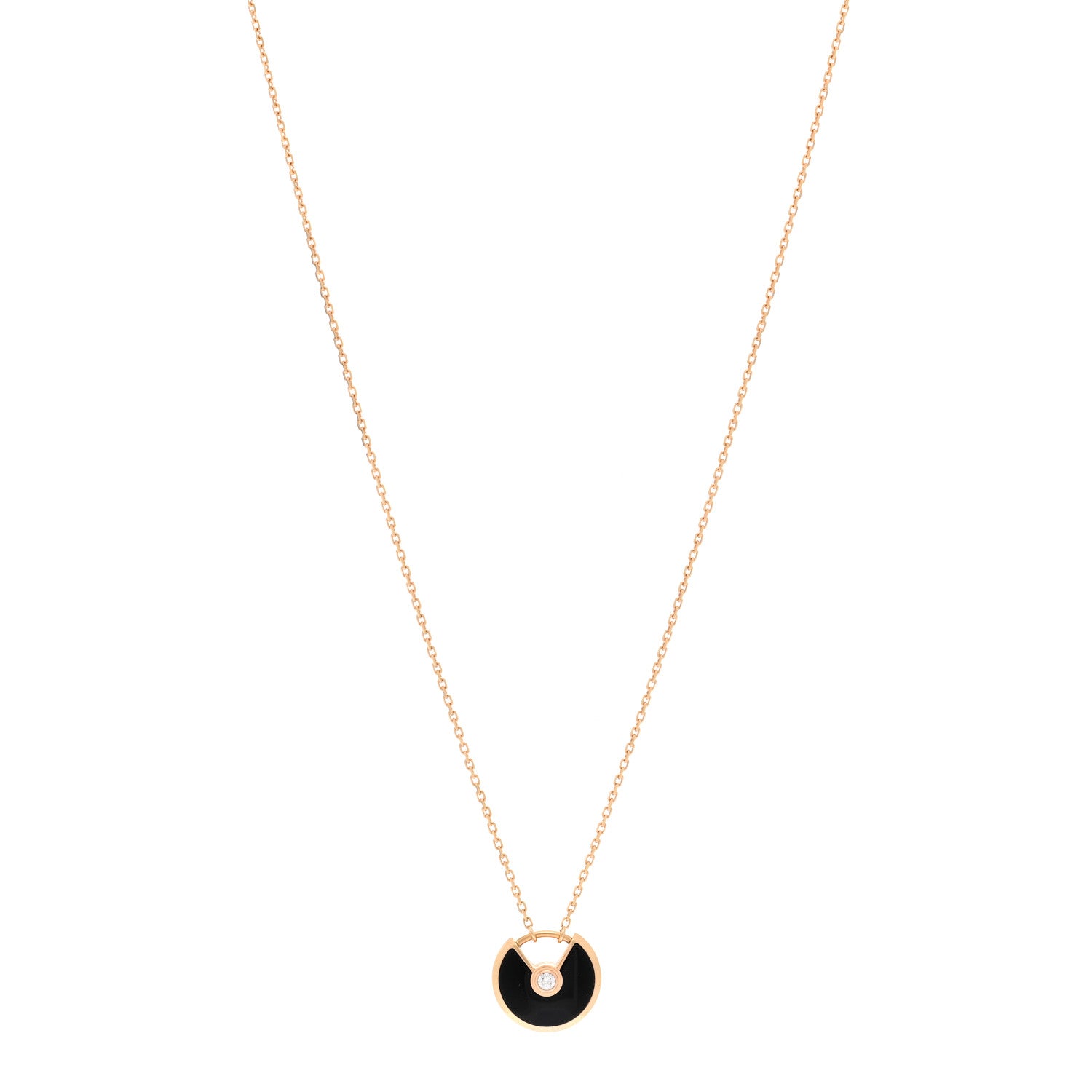 Cartier 18K Pink Gold Diamond Black Onyx XS Amulette de Cartier Pendant Necklace 1 of 5