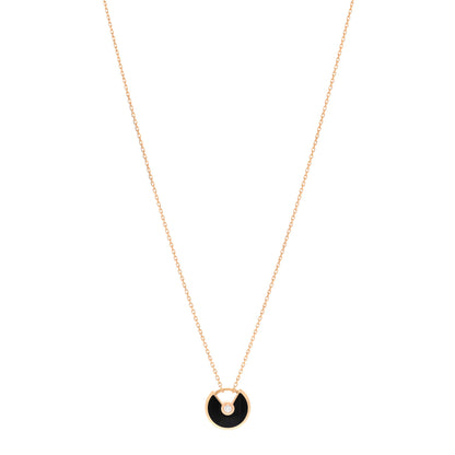 Cartier 18K Pink Gold Diamond Black Onyx XS Amulette de Cartier Pendant Necklace 1 of 5