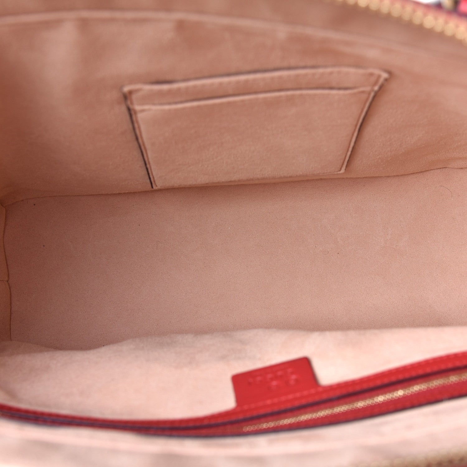 Gucci GG Supreme Monogram Blooms Medium Zippered Bucket Tote Beige Blue Navy Hibiscus Red 5 of 9
