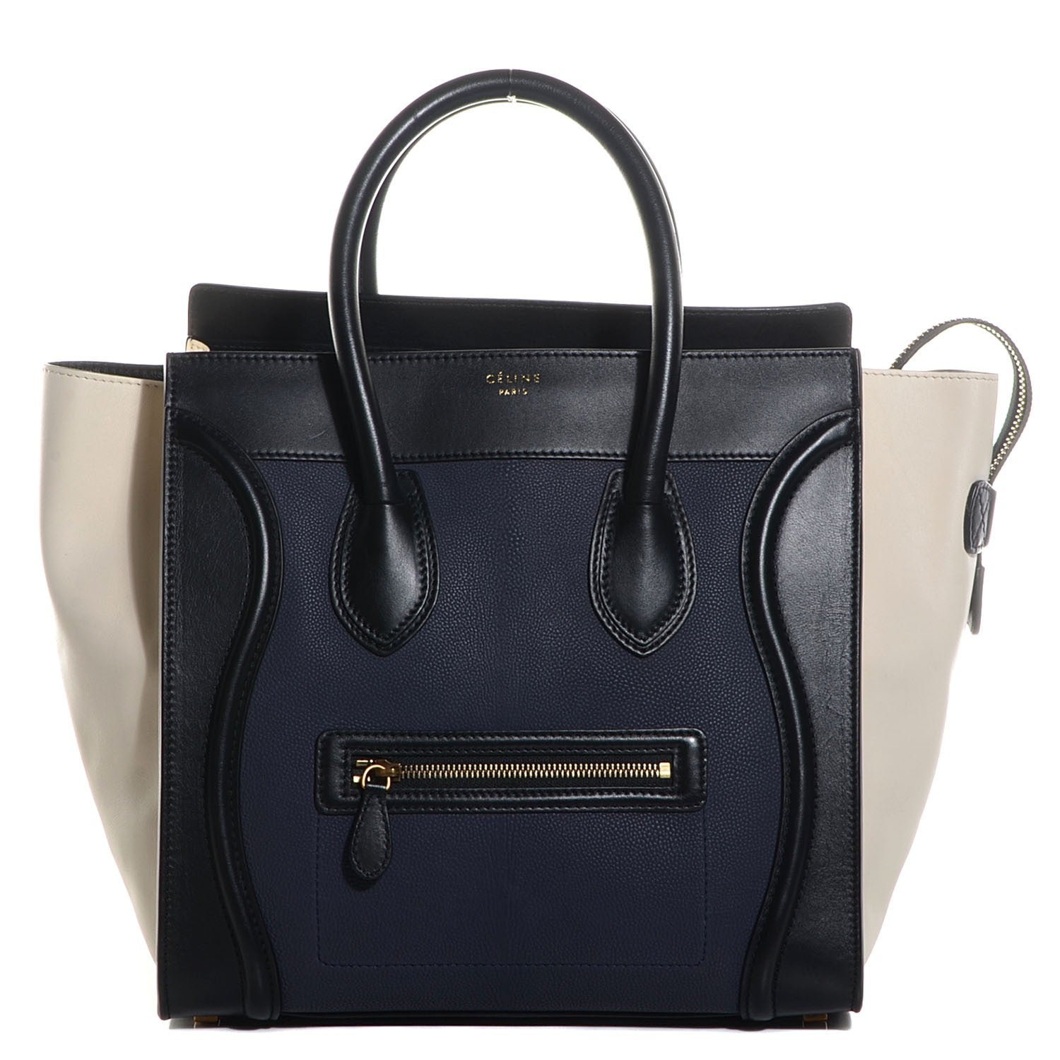 Celine Velluto Calfskin Mini Tri-Color Luggage Navy 1 of 8