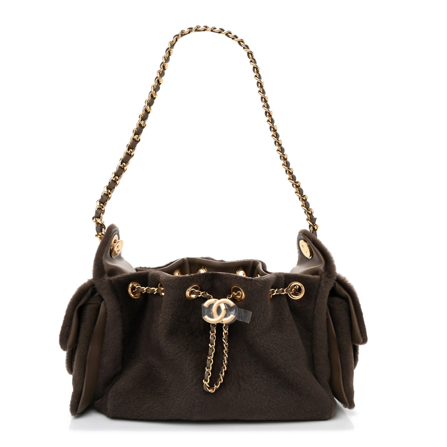 Pony Hair Mini Chanel 25 Handbag Dark Khaki