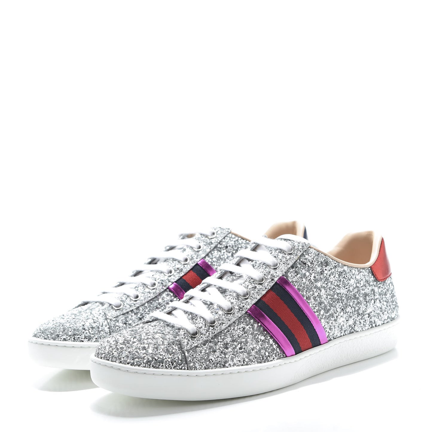 Glitter Web Womens Ace Sneakers 38.5 Silver