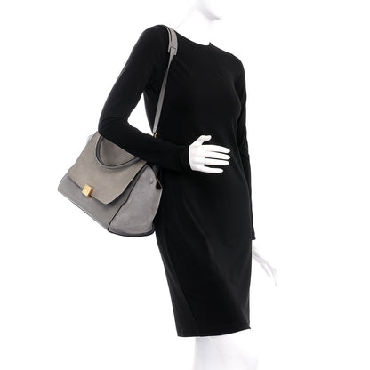 Celine Crocodile Embossed Nubuck Medium Trapeze Grey 2 of 14