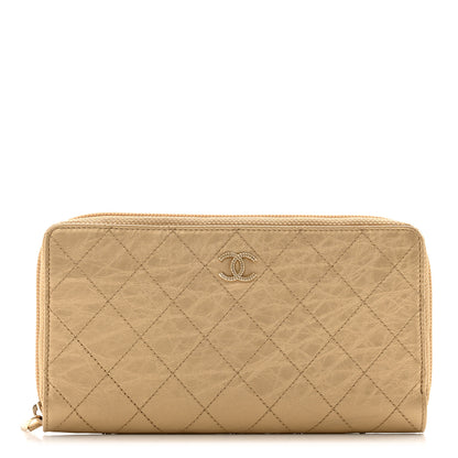 Chanel Metallic Aged Calfskin Quilted Palette Gusset Zip Around Wallet Gold 1 of 11