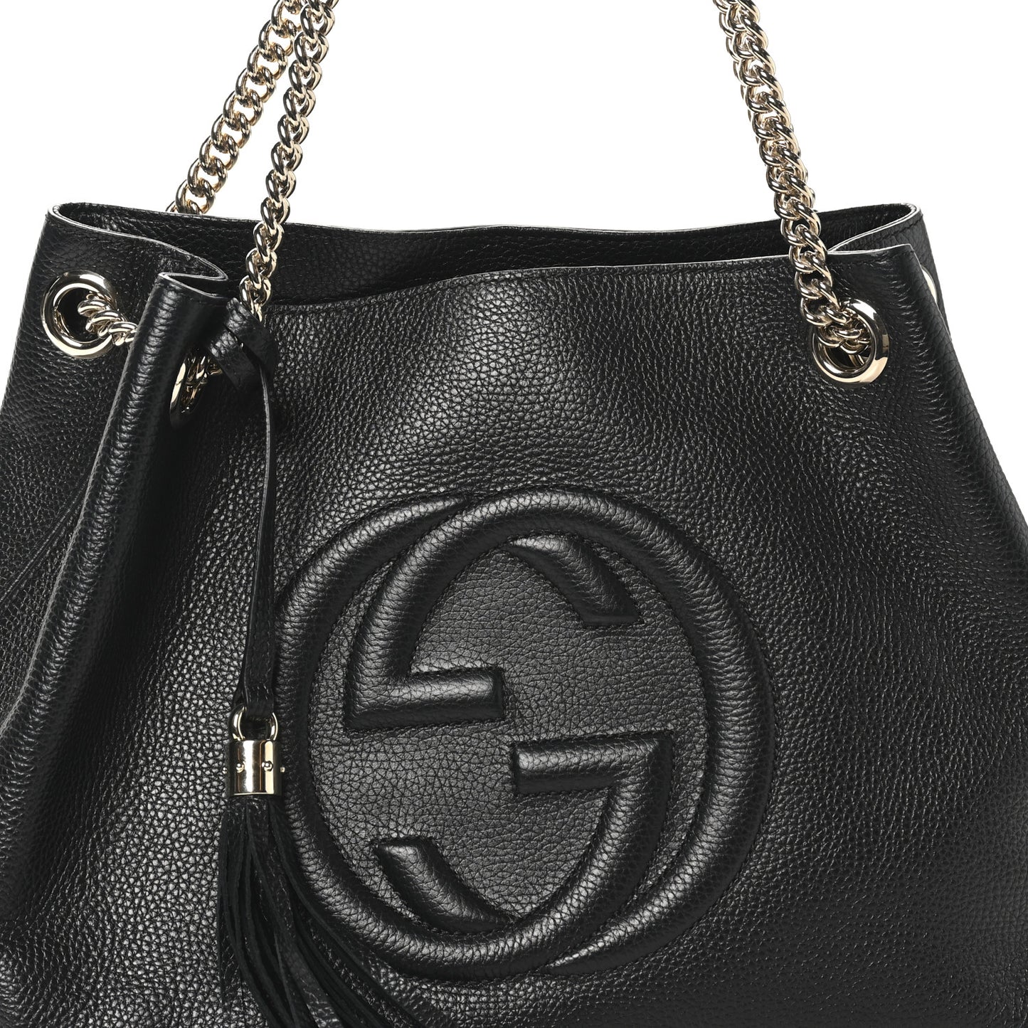 Pebbled Calfskin Medium Soho Chain Shoulder Bag Black