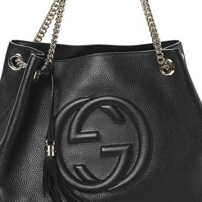 Gucci Pebbled Calfskin Medium Soho Chain Shoulder Bag Black 8 of 10