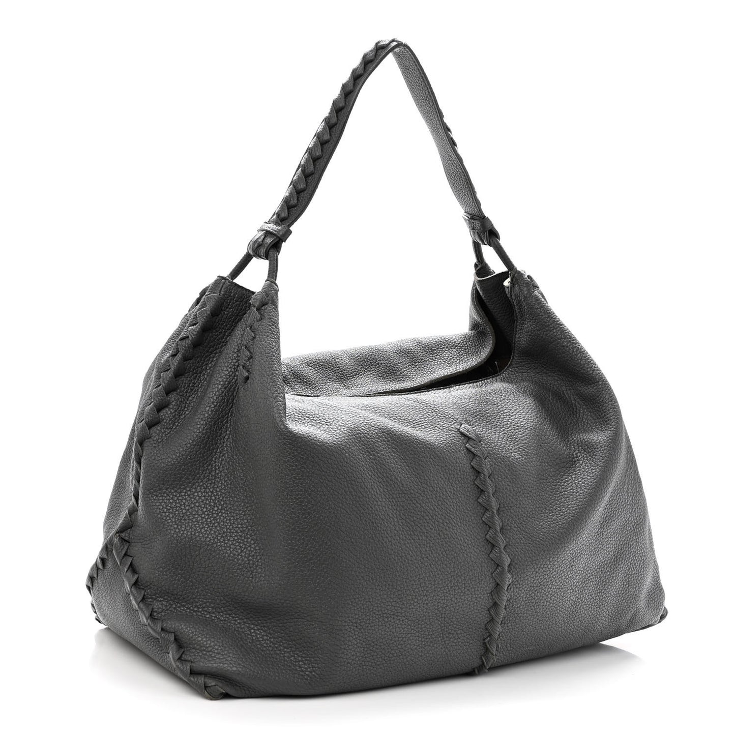 Washed Cervo Deerskin Shoulder Bag New Light Grey
