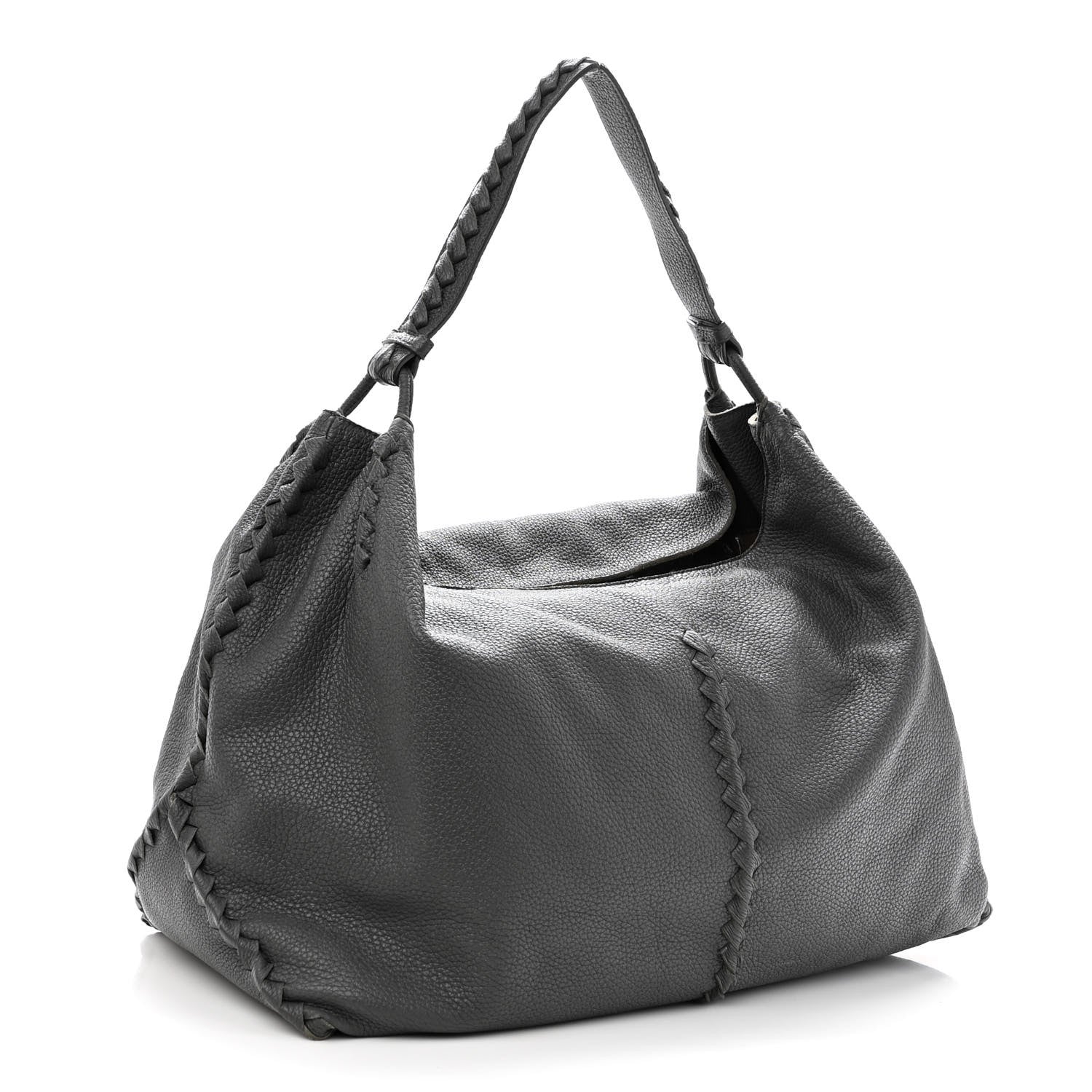 Bottega Veneta Washed Cervo Deerskin Shoulder Bag New Light Grey 3 of 9