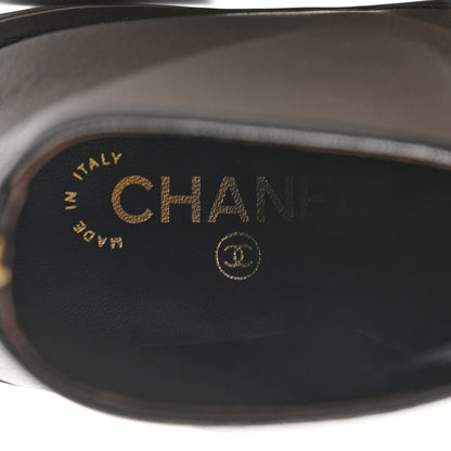 Chanel Goatskin Pearl Lace Up CC Short Boots 40 Brown Black 7 of 9