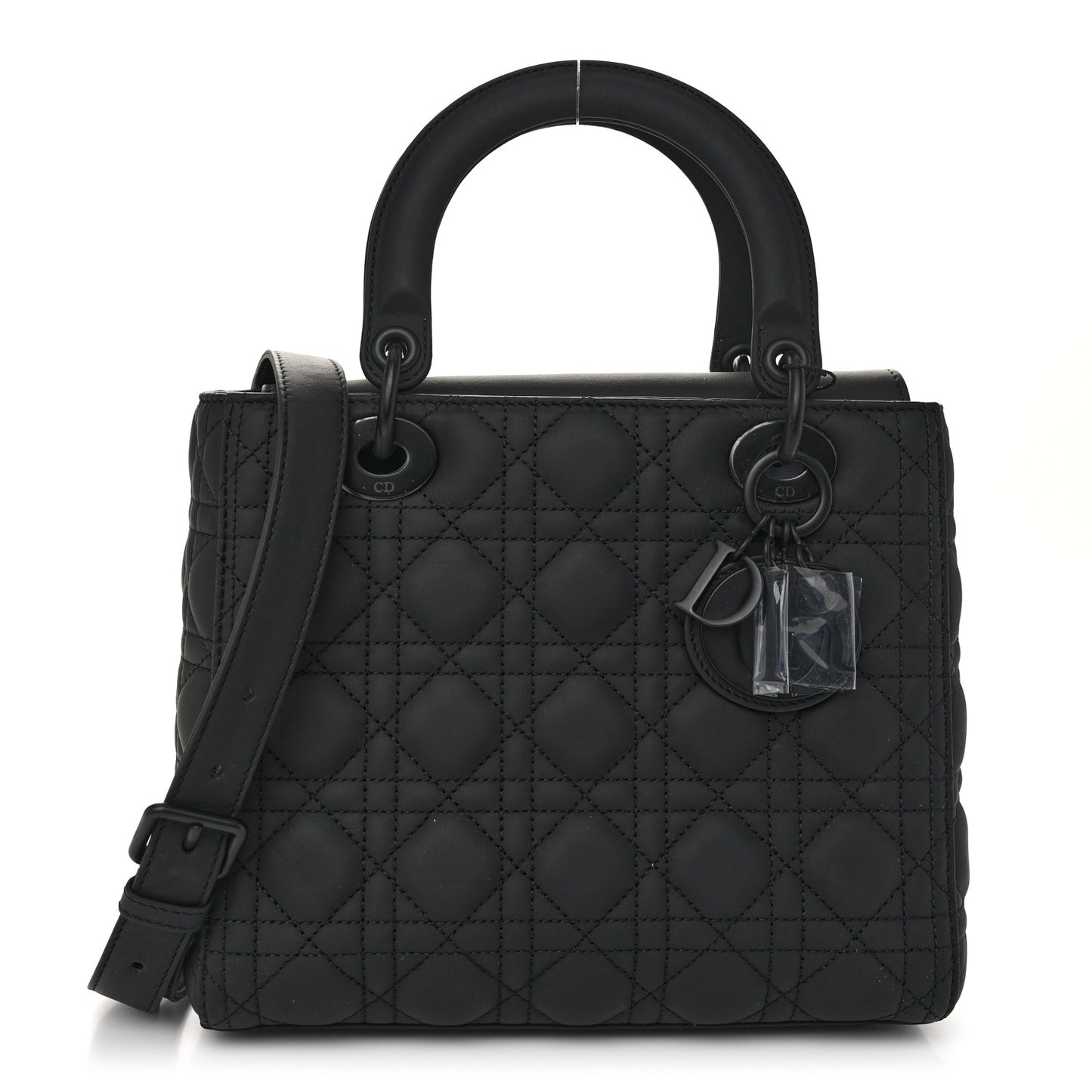 Ultra Matte Calfskin Cannage Medium Lady Dior Black