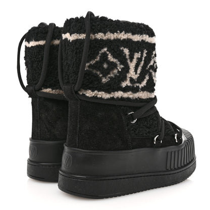 Louis Vuitton Suede Shearling Polar Flat Half Boots 35 Black 5 of 11
