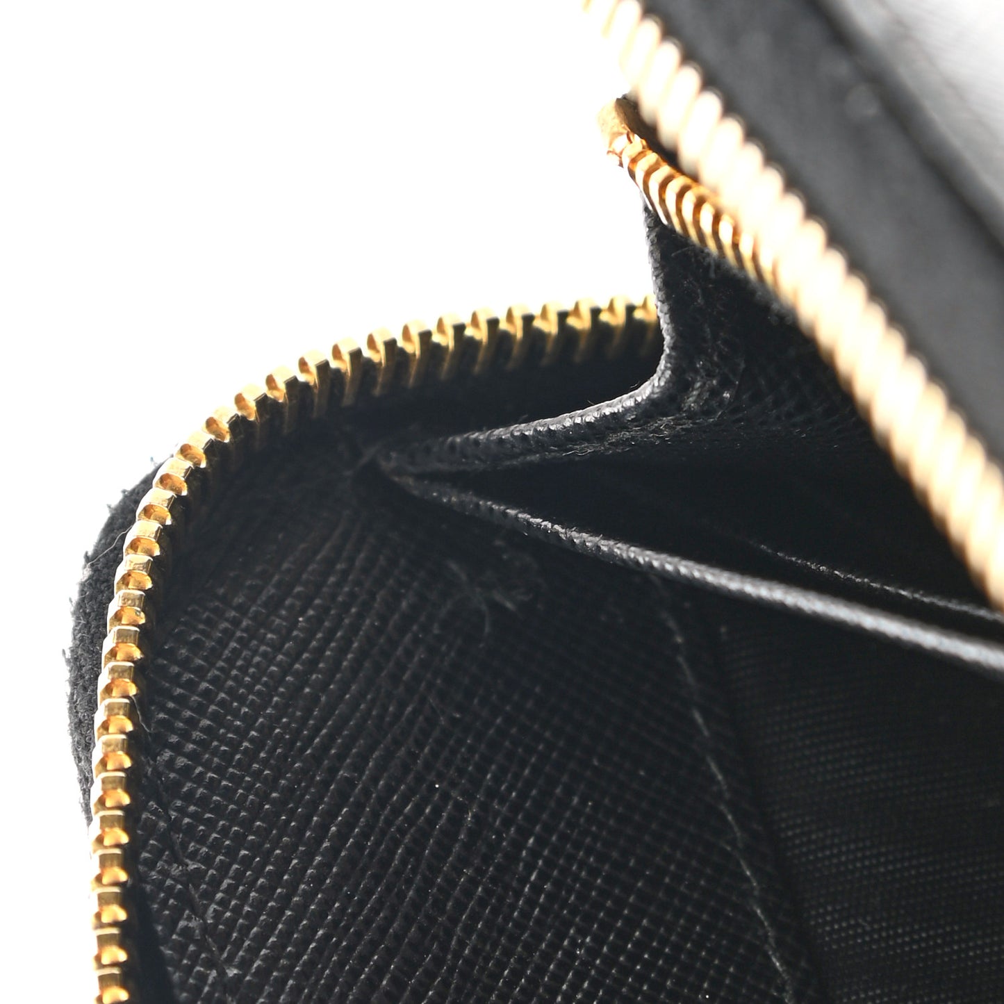 Saffiano Metal Zip Around Wallet Black