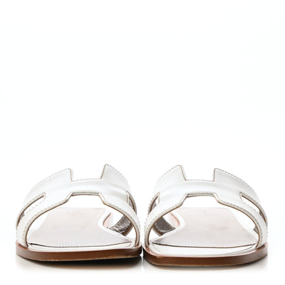 Hermes Box Calfskin Oran Sandals 39.5 White 2 of 8