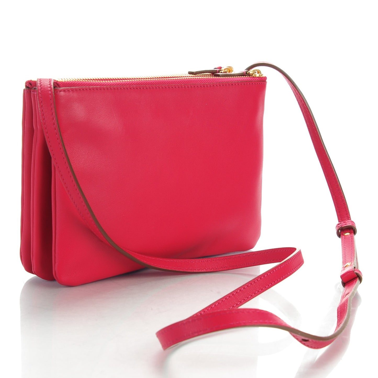 Lambskin Small Trio Crossbody Bag Fuchsia