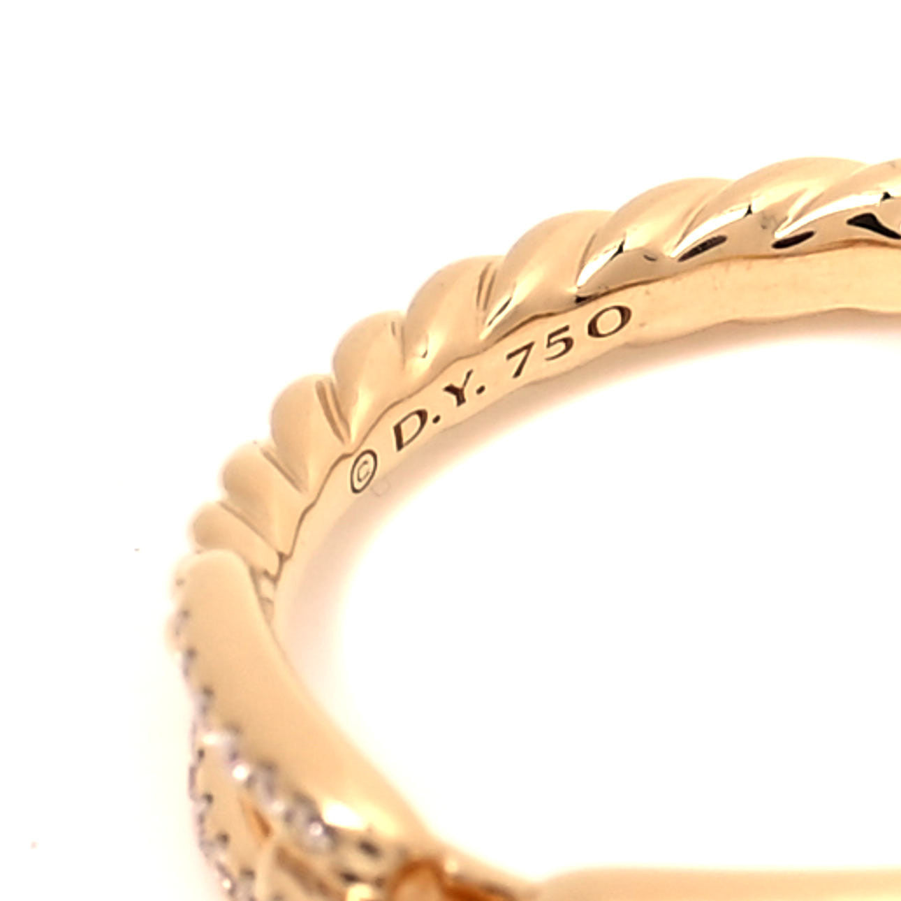 David Yurman 18K Yellow Gold Diamond 4.5mm Stax Single Row Chain Link Ring 51 5.75 4 of 5
