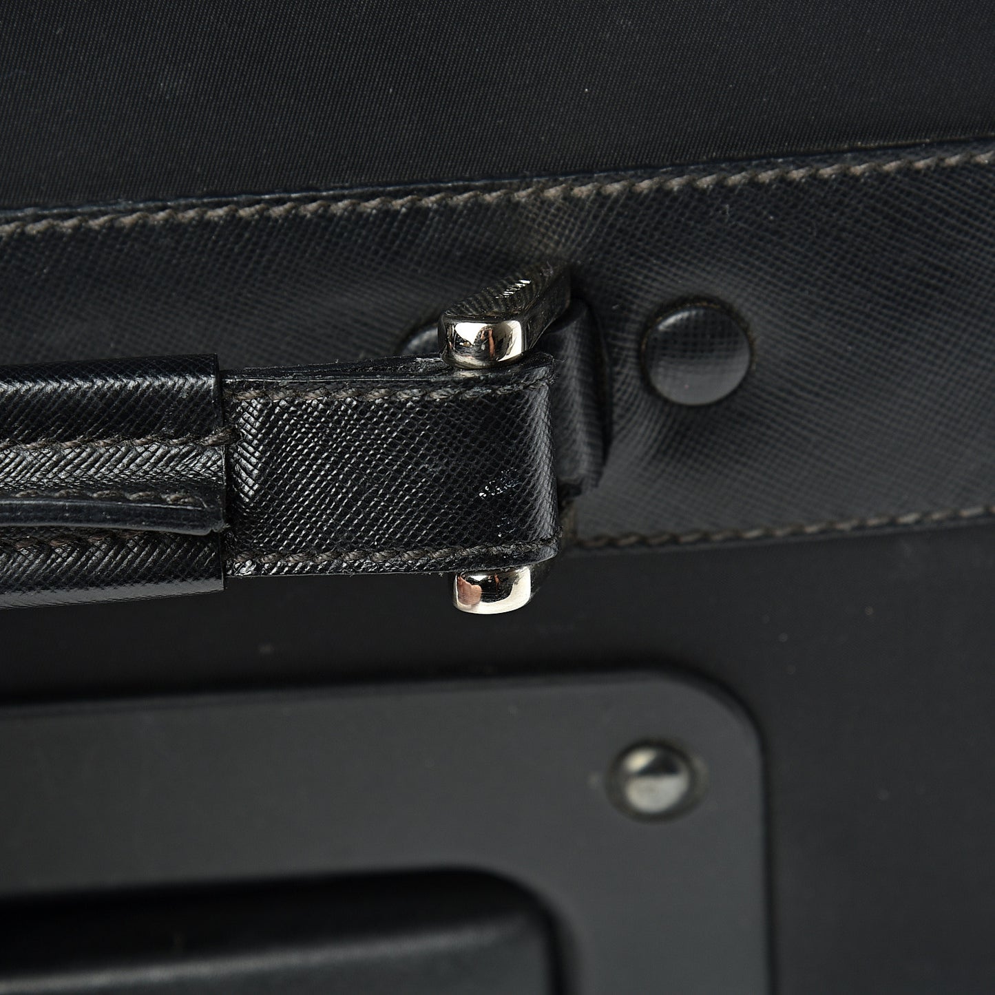 Tessuto Nylon Saffiano Trolley Luggage Black