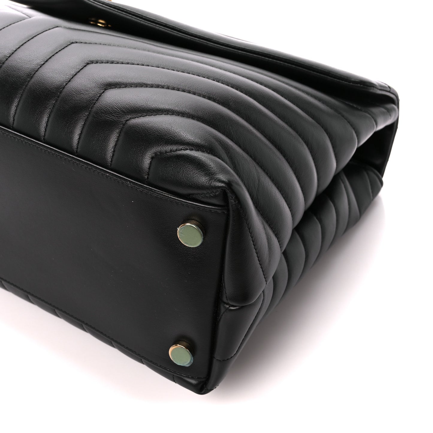 Calfskin Y Quilted Monogram Large Loulou Chain Satchel Black