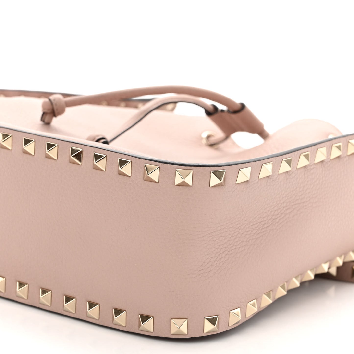 Grained Calfskin Rockstud Bucket Bag Poudre
