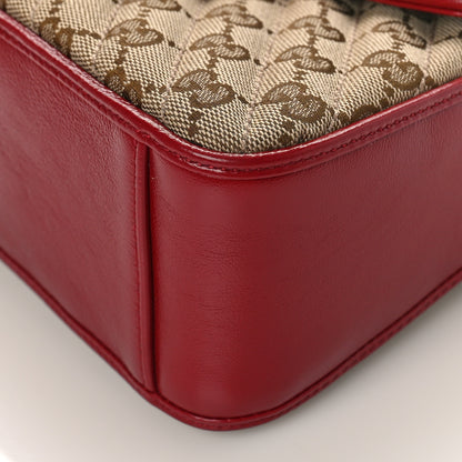 Gucci Monogram Glazed Calfskin Matelasse Diagonal Mini GG Marmont Top Handle Shoulder Bag Beige Ebony New Cherry Red 9 of 9