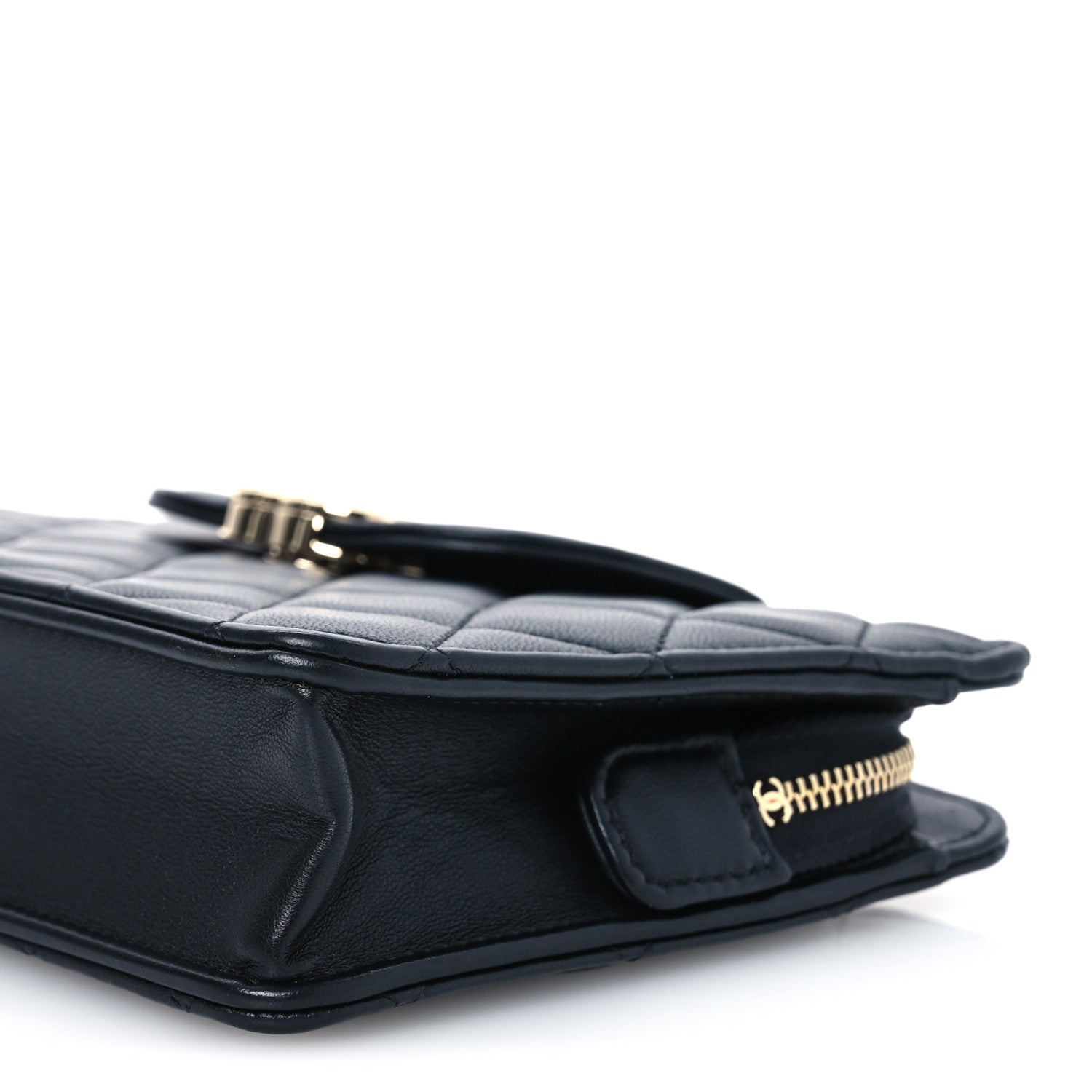 Chanel Lambskin Quilted CC Pouch Wristlet Black 10 of 14