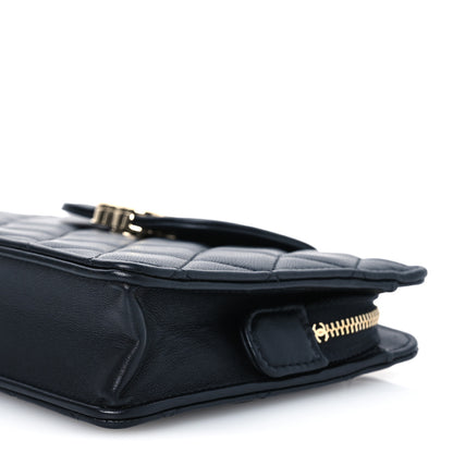 Chanel Lambskin Quilted CC Pouch Wristlet Black 10 of 14
