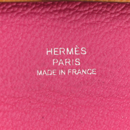 Hermes Chevre Mysore Bastia Verso Coin Purse Caramel Rose Shocking 4 of 7