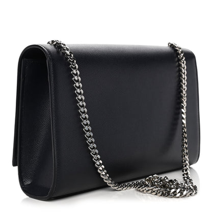 Saint Laurent Grain De Poudre Medium Classic Monogram Kate Satchel Deep Marine 4 of 15