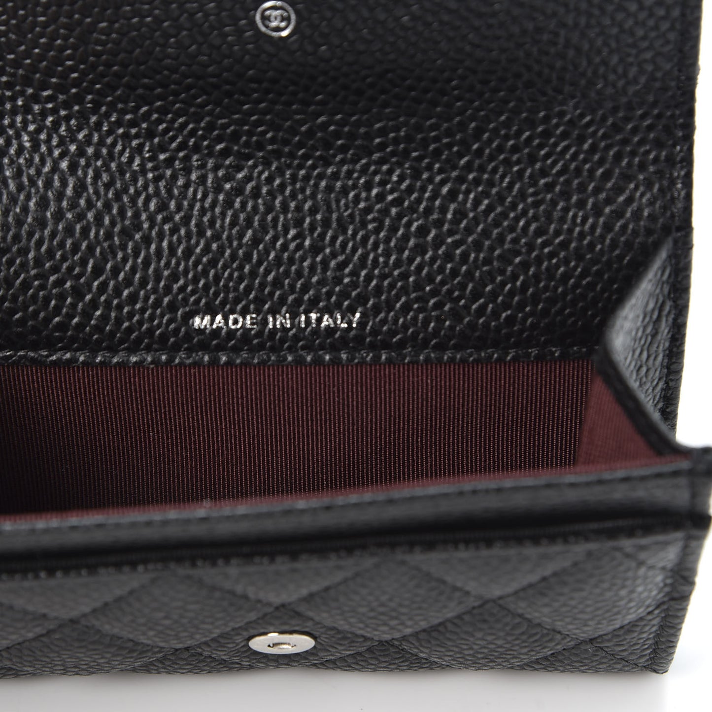 Caviar Quilted Flap Card Holder Black