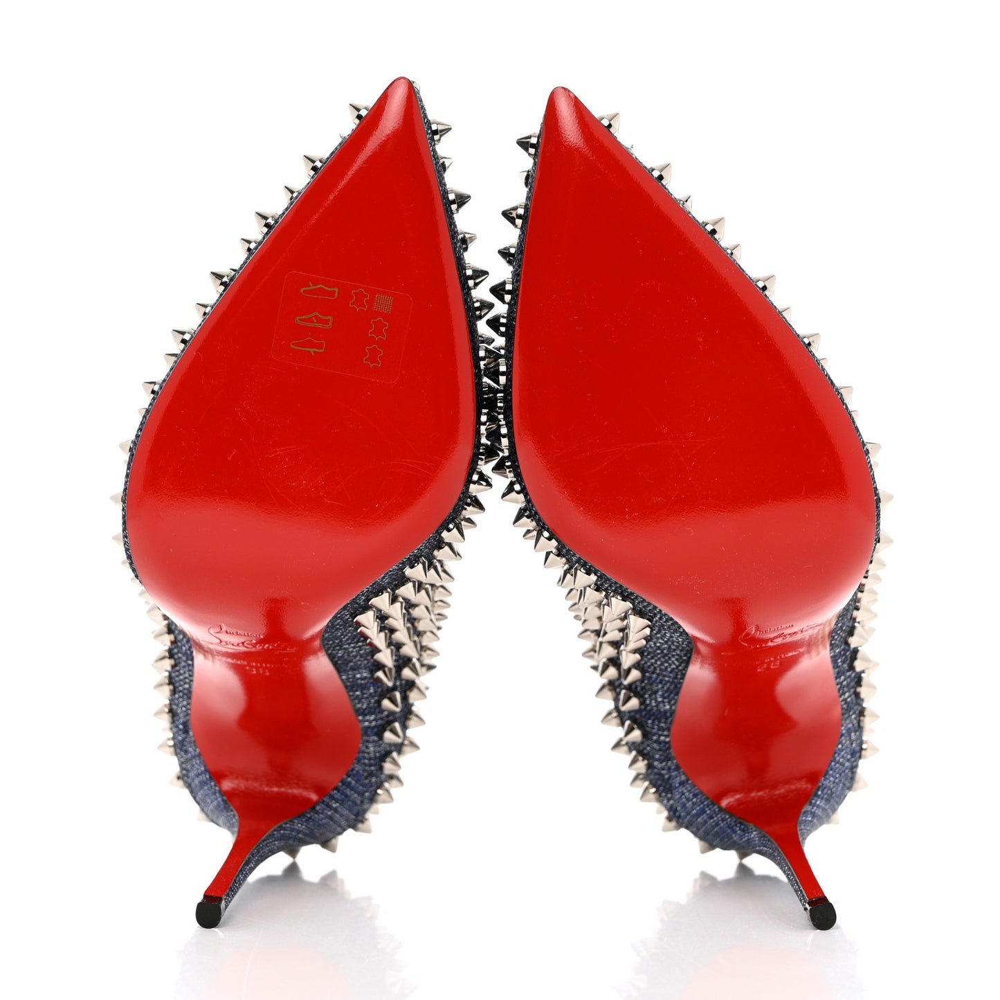 Denim Lame Lux Follies Spikes 100 Pumps 38 Silver