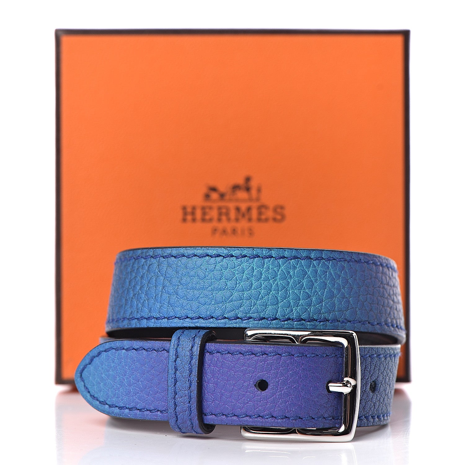 Hermes Togo Etriviere Double Tour Bracelet Bleu Nuit Violet 5 of 5