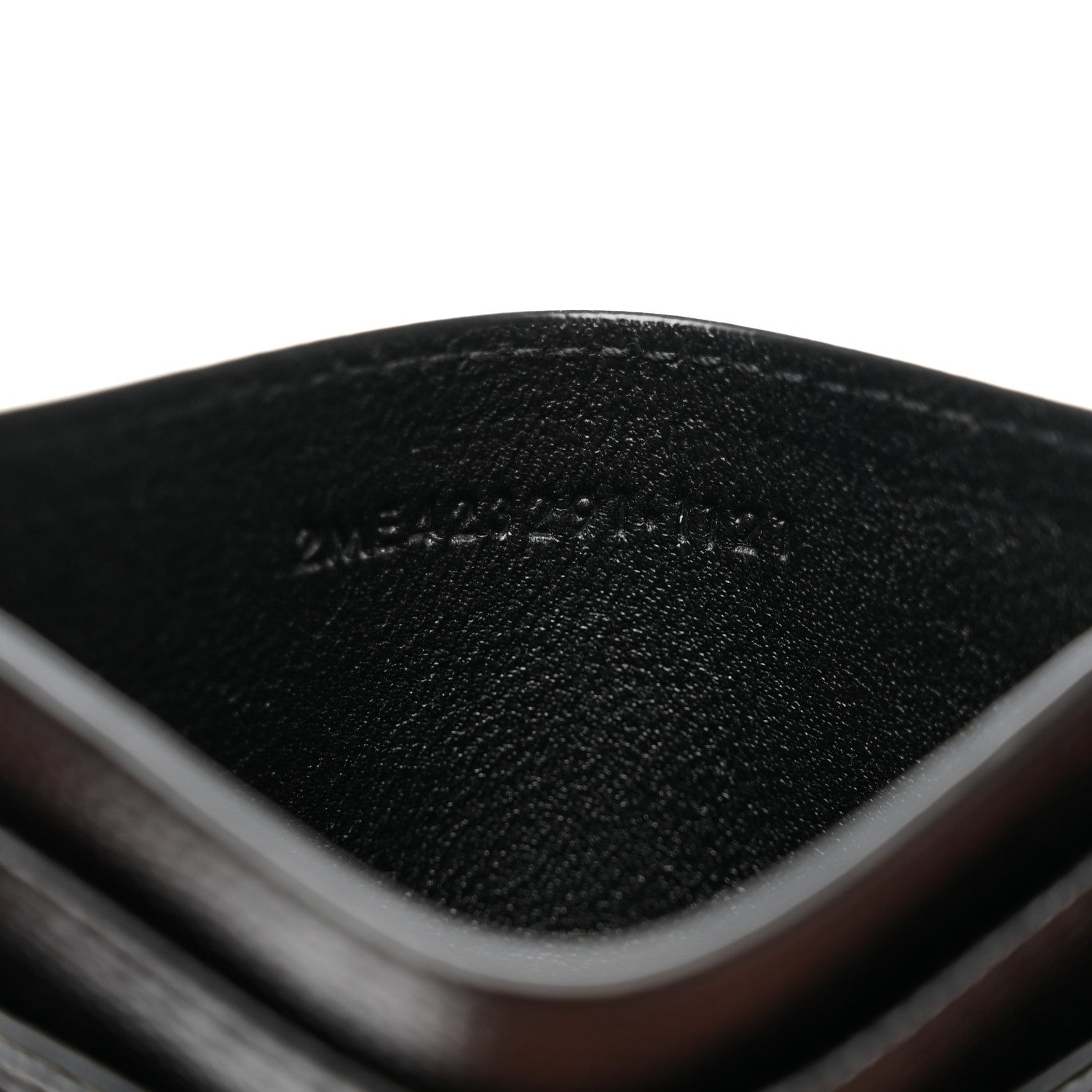 Saint Laurent Grain De Poudre Matelasse Chevron Monogram Credit Card Case Black 7 of 8