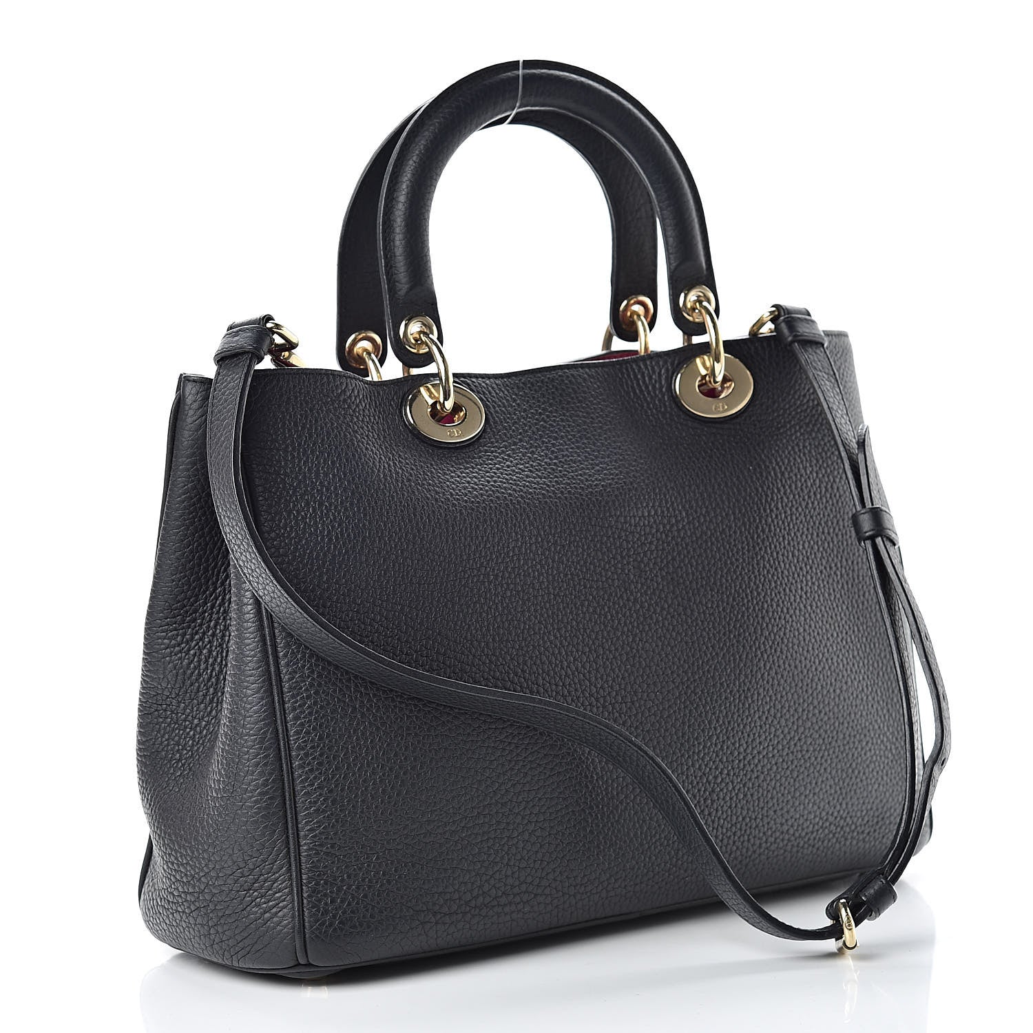Christian Dior Bullcalf Medium Diorissimo Tote Black Rose Indien 4 of 13