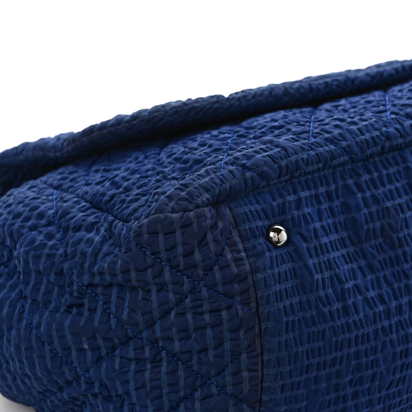Nylon Patent Quilted CC Accordion Flap Bag Blue