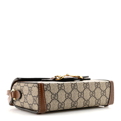 Gucci GG Supreme Monogram Mini Horsebit 1955 Shoulder Bag Beige Brown Sugar 4 of 11