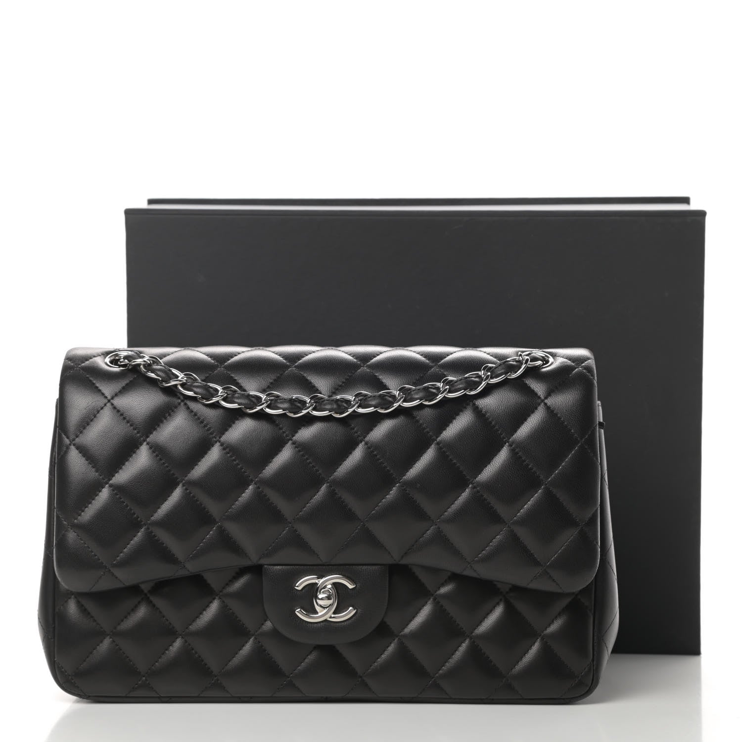 Chanel Lambskin Quilted Jumbo Double Flap Black 16 of 16