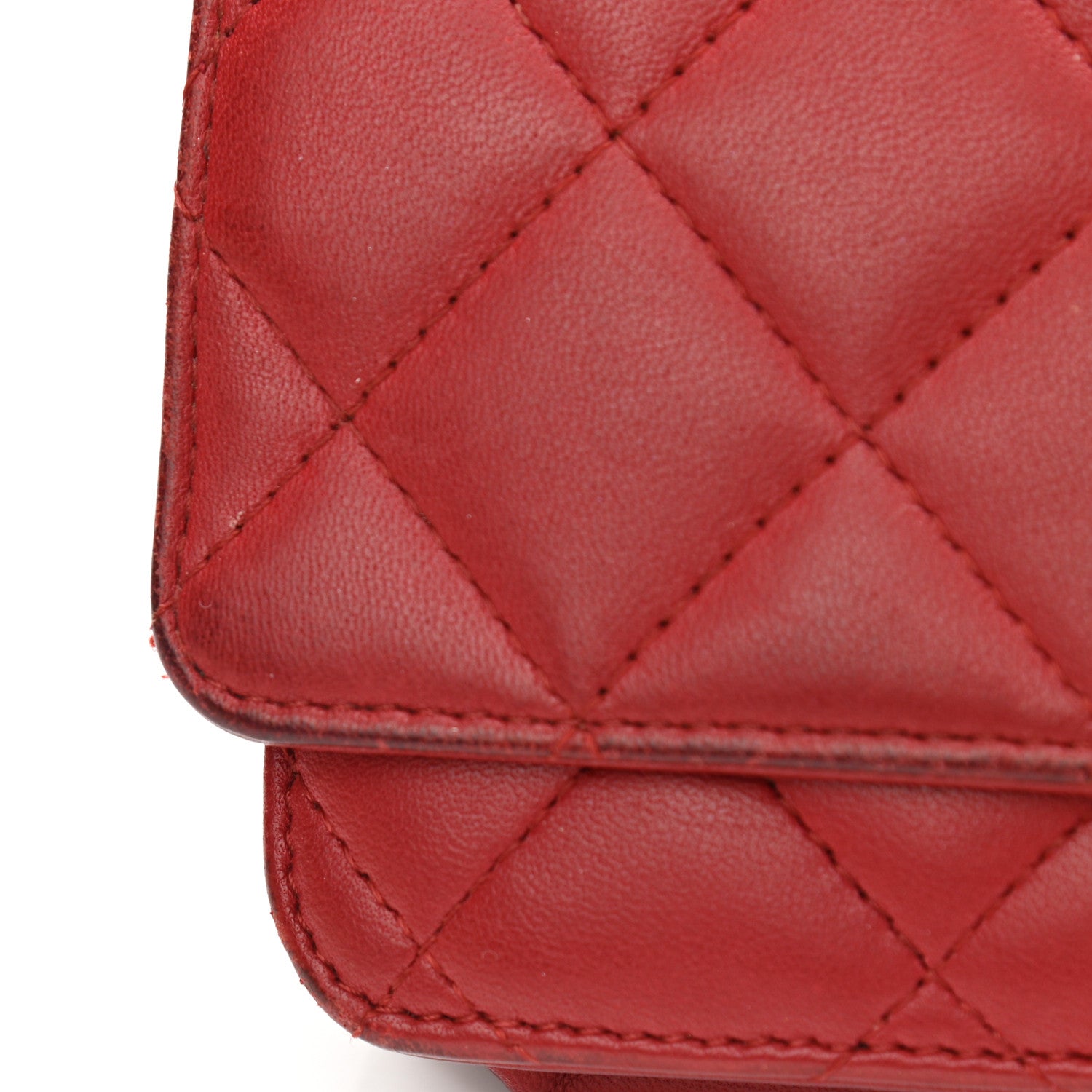 Chanel Lambskin Quilted Wallet On Chain WOC Red 15 of 17