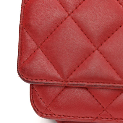 Chanel Lambskin Quilted Wallet On Chain WOC Red 15 of 17