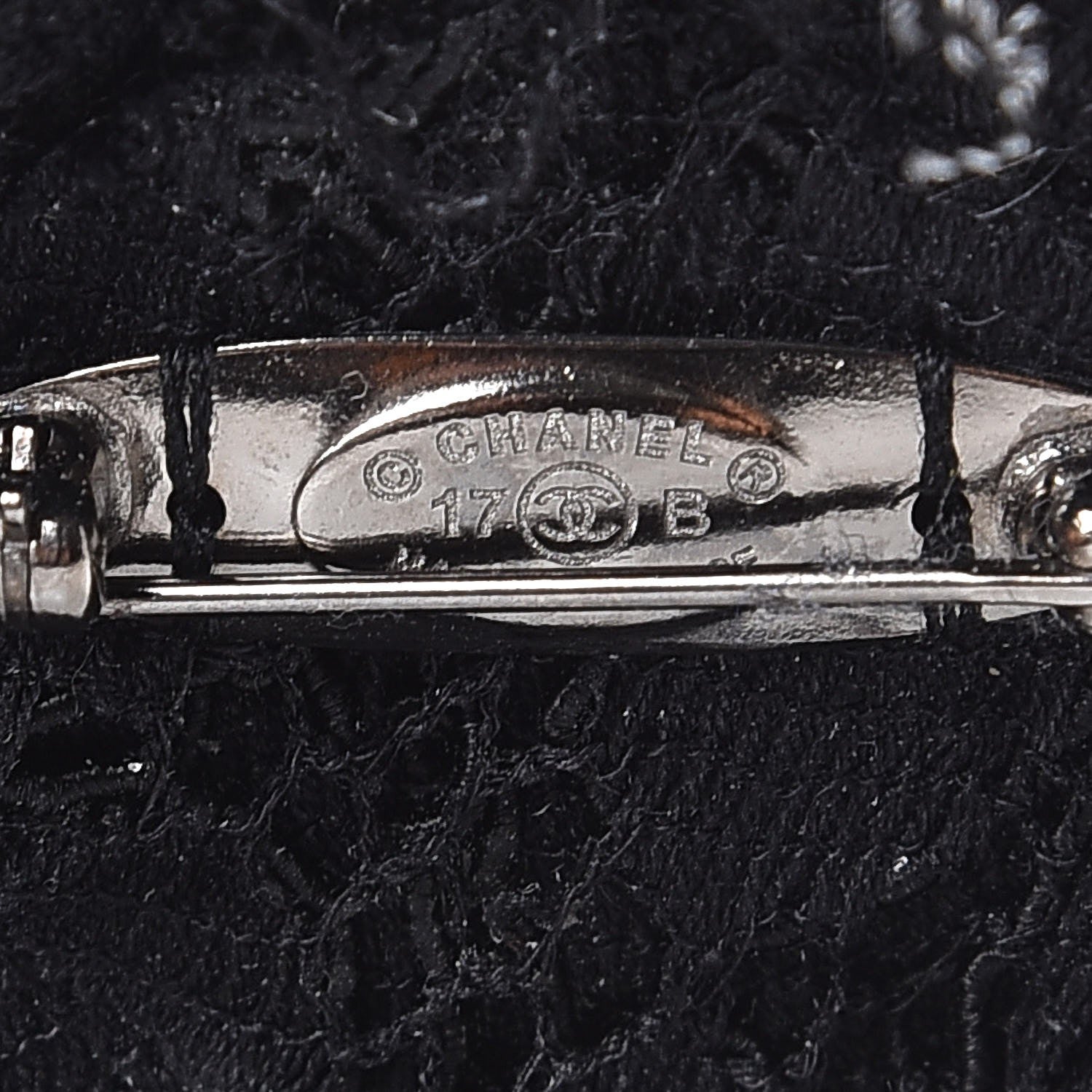 Chanel Tweed Camellia Brooch Black White 4 of 4