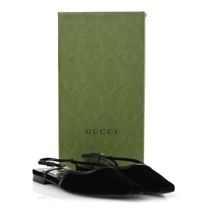 Gucci Velvet GG Monogram Slingback Ballet Flats 37.5 Black 11 of 11