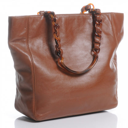 Chanel Lambskin Tortoise Chain CC Tote Brown 3 of 7