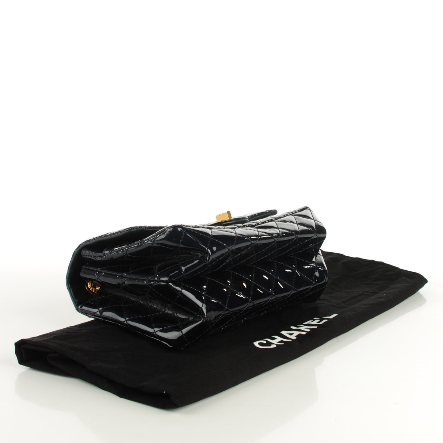 Patent Quilted Accordion Reissue 2.55 Flap Navy Blue
