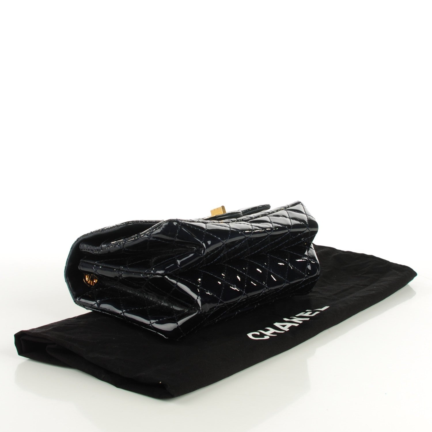 Chanel Patent Quilted Accordion Reissue 2.55 Flap Navy Blue 4 of 7