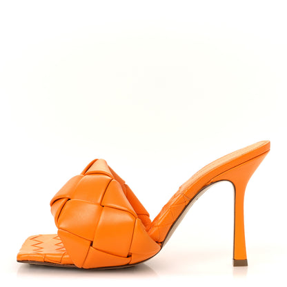 Bottega Veneta Nappa Maxi Intrecciato Lido 90mm Mule Sandals 38.5 Tangerine 1 of 11